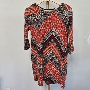 Everly Women's Geometric Mini Dress‎ - Red and Black